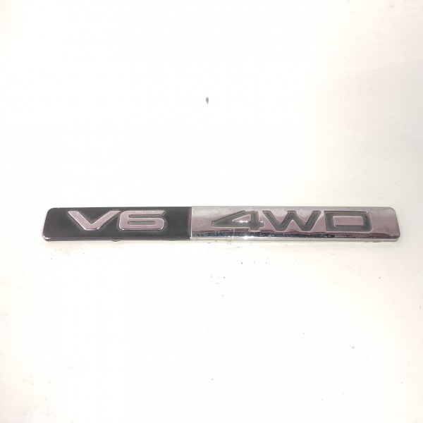 Emblema V6 4wd Tampa Traseira Santa Fé 2009 Prateado