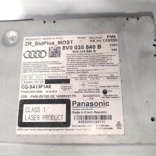 Leitor Cd 8v0035840b Audi A3 2013 2019