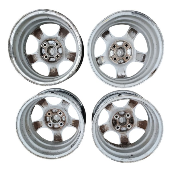 Jogo Roda 14 Chevrolet Tigra Com Calotinha 5 1/2j14 Pf49 F-2